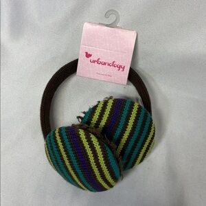 Urbanology Striped Knit Ear faux fur multicolor ear Muffs one size fits most